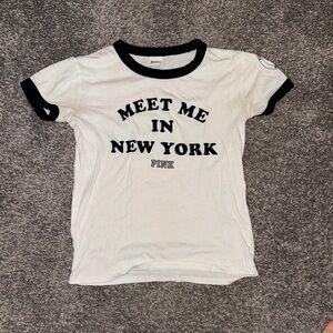PINK Victoria's Secret White and Black Graphic Tee